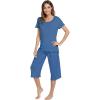imageWiWi Bamboo Viscose Pajamas for Women Soft Capri Pants Pajama Sets Plus Size Sleepwear Pjs Loungewear S4XAprussian Blue
