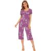 imageWiWi Bamboo Viscose Pajamas for Women Soft Capri Pants Pajama Sets Plus Size Sleepwear Pjs Loungewear S4XApurpleRose