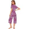 imageWiWi Bamboo Viscose Pajamas for Women Soft Capri Pants Pajama Sets Plus Size Sleepwear Pjs Loungewear S4XApurpleRose