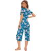 imageWiWi Bamboo Viscose Pajamas for Women Soft Capri Pants Pajama Sets Plus Size Sleepwear Pjs Loungewear S4XAteal BluePeony