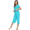 imageWiWi Bamboo Viscose Pajamas for Women Soft Capri Pants Pajama Sets Plus Size Sleepwear Pjs Loungewear S4XAturquoise