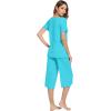 imageWiWi Bamboo Viscose Pajamas for Women Soft Capri Pants Pajama Sets Plus Size Sleepwear Pjs Loungewear S4XAturquoise