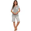 imageWiWi Bamboo Viscose Pajamas for Women Soft Capri Pants Pajama Sets Plus Size Sleepwear Pjs Loungewear S4XBlight Grey