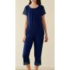 imageWiWi Bamboo Viscose Pajamas for Women Soft Capri Pants Pajama Sets Plus Size Sleepwear Pjs Loungewear S4XCnavy