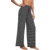 imageWiWi Pajama Pants for Women Plus Size Pajamas Bottoms Wide Leg Lounge Soft Pj SweatpantsViscose Made from Bamboo S4XAblack White Stripe
