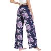 imageWiWi Pajama Pants for Women Plus Size Pajamas Bottoms Wide Leg Lounge Soft Pj SweatpantsViscose Made from Bamboo S4XAdark NavyPurple Floral