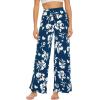 imageWiWi Pajama Pants for Women Plus Size Pajamas Bottoms Wide Leg Lounge Soft Pj SweatpantsViscose Made from Bamboo S4XAink Blue Floral