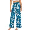 imageWiWi Pajama Pants for Women Plus Size Pajamas Bottoms Wide Leg Lounge Soft Pj SweatpantsViscose Made from Bamboo S4XAteal Blue Floral