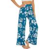 imageWiWi Pajama Pants for Women Plus Size Pajamas Bottoms Wide Leg Lounge Soft Pj SweatpantsViscose Made from Bamboo S4XAteal Blue Floral