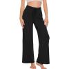 imageWiWi Pajama Pants for Women Plus Size Pajamas Bottoms Wide Leg Lounge Soft Pj SweatpantsViscose Made from Bamboo S4XBsolid Black