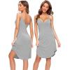 imageWiWi Slip Dress for Women Plus Size Chemise Nightgown Full Spaghetti Strap DressesViscose made from Bamboo S4XAheather Grey