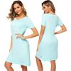 imageWiWi Viscose from Bamboo Nightgowns for Women Short Sleeve Sleep Shirt V Neck Nightgown Plus Size Sleepwear S4XAaqua