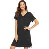 imageWiWi Viscose from Bamboo Nightgowns for Women Short Sleeve Sleep Shirt V Neck Nightgown Plus Size Sleepwear S4XAblack