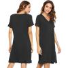 imageWiWi Viscose from Bamboo Nightgowns for Women Short Sleeve Sleep Shirt V Neck Nightgown Plus Size Sleepwear S4XAblack