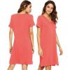 imageWiWi Viscose from Bamboo Nightgowns for Women Short Sleeve Sleep Shirt V Neck Nightgown Plus Size Sleepwear S4XAcoral