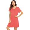 imageWiWi Viscose from Bamboo Nightgowns for Women Short Sleeve Sleep Shirt V Neck Nightgown Plus Size Sleepwear S4XAcoral