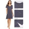 imageWiWi Viscose from Bamboo Nightgowns for Women Short Sleeve Sleep Shirt V Neck Nightgown Plus Size Sleepwear S4XAdark Grey