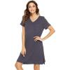imageWiWi Viscose from Bamboo Nightgowns for Women Short Sleeve Sleep Shirt V Neck Nightgown Plus Size Sleepwear S4XAdark Grey
