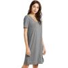 imageWiWi Viscose from Bamboo Nightgowns for Women Short Sleeve Sleep Shirt V Neck Nightgown Plus Size Sleepwear S4XAdark Heather Grey