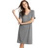 imageWiWi Viscose from Bamboo Nightgowns for Women Short Sleeve Sleep Shirt V Neck Nightgown Plus Size Sleepwear S4XAdark Heather Grey