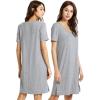 imageWiWi Viscose from Bamboo Nightgowns for Women Short Sleeve Sleep Shirt V Neck Nightgown Plus Size Sleepwear S4XAheather Grey