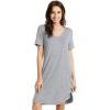 imageWiWi Viscose from Bamboo Nightgowns for Women Short Sleeve Sleep Shirt V Neck Nightgown Plus Size Sleepwear S4XAheather Grey