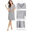 imageWiWi Viscose from Bamboo Nightgowns for Women Short Sleeve Sleep Shirt V Neck Nightgown Plus Size Sleepwear S4XAheather Grey