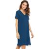 imageWiWi Viscose from Bamboo Nightgowns for Women Short Sleeve Sleep Shirt V Neck Nightgown Plus Size Sleepwear S4XAink Blue