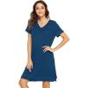 imageWiWi Viscose from Bamboo Nightgowns for Women Short Sleeve Sleep Shirt V Neck Nightgown Plus Size Sleepwear S4XAink Blue