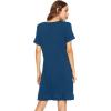 imageWiWi Viscose from Bamboo Nightgowns for Women Short Sleeve Sleep Shirt V Neck Nightgown Plus Size Sleepwear S4XAink Blue