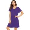 imageWiWi Viscose from Bamboo Nightgowns for Women Short Sleeve Sleep Shirt V Neck Nightgown Plus Size Sleepwear S4XAlilac