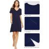 imageWiWi Viscose from Bamboo Nightgowns for Women Short Sleeve Sleep Shirt V Neck Nightgown Plus Size Sleepwear S4XAnavy