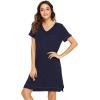 imageWiWi Viscose from Bamboo Nightgowns for Women Short Sleeve Sleep Shirt V Neck Nightgown Plus Size Sleepwear S4XAnavy