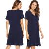 imageWiWi Viscose from Bamboo Nightgowns for Women Short Sleeve Sleep Shirt V Neck Nightgown Plus Size Sleepwear S4XAnavy