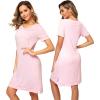 imageWiWi Viscose from Bamboo Nightgowns for Women Short Sleeve Sleep Shirt V Neck Nightgown Plus Size Sleepwear S4XApink