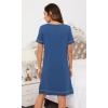 imageWiWi Viscose from Bamboo Nightgowns for Women Short Sleeve Sleep Shirt V Neck Nightgown Plus Size Sleepwear S4XAprussian Blue
