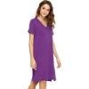 imageWiWi Viscose from Bamboo Nightgowns for Women Short Sleeve Sleep Shirt V Neck Nightgown Plus Size Sleepwear S4XApurple