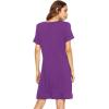imageWiWi Viscose from Bamboo Nightgowns for Women Short Sleeve Sleep Shirt V Neck Nightgown Plus Size Sleepwear S4XApurple