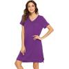 imageWiWi Viscose from Bamboo Nightgowns for Women Short Sleeve Sleep Shirt V Neck Nightgown Plus Size Sleepwear S4XApurple
