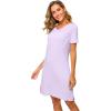 imageWiWi Viscose from Bamboo Nightgowns for Women Short Sleeve Sleep Shirt V Neck Nightgown Plus Size Sleepwear S4XAtaro Purple