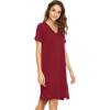imageWiWi Viscose from Bamboo Nightgowns for Women Short Sleeve Sleep Shirt V Neck Nightgown Plus Size Sleepwear S4XAwine Red