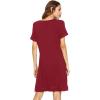 imageWiWi Viscose from Bamboo Nightgowns for Women Short Sleeve Sleep Shirt V Neck Nightgown Plus Size Sleepwear S4XAwine Red