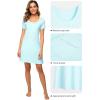 imageWiWi Viscose from Bamboo Nightgowns for Women Short Sleeve Sleep Shirt V Neck Nightgown Plus Size Sleepwear S4XBaqua