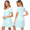 imageWiWi Viscose from Bamboo Nightgowns for Women Short Sleeve Sleep Shirt V Neck Nightgown Plus Size Sleepwear S4XBaqua