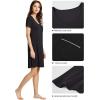 imageWiWi Viscose from Bamboo Nightgowns for Women Short Sleeve Sleep Shirt V Neck Nightgown Plus Size Sleepwear S4XBblack