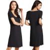 imageWiWi Viscose from Bamboo Nightgowns for Women Short Sleeve Sleep Shirt V Neck Nightgown Plus Size Sleepwear S4XBblack
