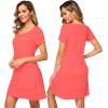 imageWiWi Viscose from Bamboo Nightgowns for Women Short Sleeve Sleep Shirt V Neck Nightgown Plus Size Sleepwear S4XBcoral