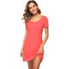 imageWiWi Viscose from Bamboo Nightgowns for Women Short Sleeve Sleep Shirt V Neck Nightgown Plus Size Sleepwear S4XBcoral