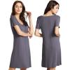 imageWiWi Viscose from Bamboo Nightgowns for Women Short Sleeve Sleep Shirt V Neck Nightgown Plus Size Sleepwear S4XBdark Grey