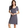 imageWiWi Viscose from Bamboo Nightgowns for Women Short Sleeve Sleep Shirt V Neck Nightgown Plus Size Sleepwear S4XBdark Grey